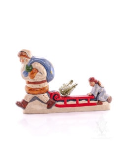 White Father Christmas and Angel Pushing Sled without Ornament