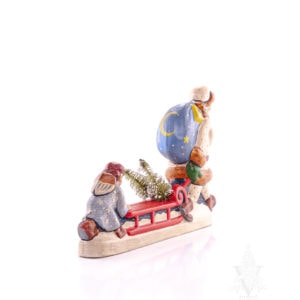 White Father Christmas and Angel Pushing Sled without Ornament