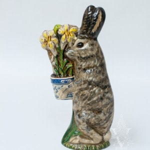 Colonial Brown Rabbit with Delft Flower Pot