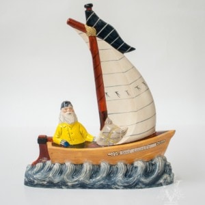 Nautical Fisherman Santa in Sailing Boat