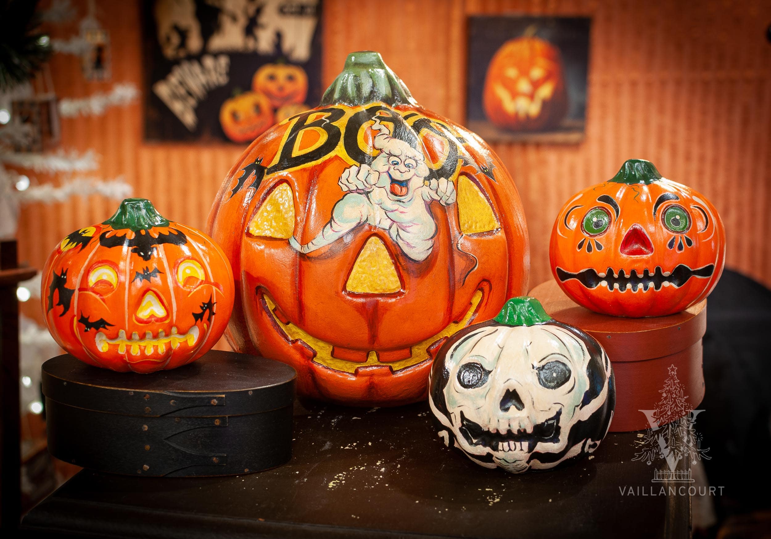 Chalkware Pumpkins by Vaillancourt Folk Art in Sutton, MA