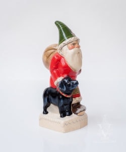 Red Father Christmas Walking Black Lab