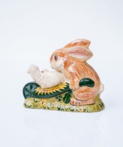 Bunny Pushing Lambs in Wheelbarrow
