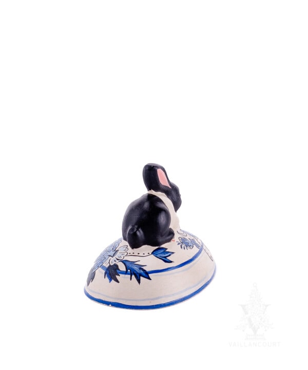 Small Black and White Bunny on Delft Egg