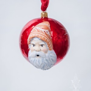 Jingle Balls™ Santa’s Portrait on Pearlized Red