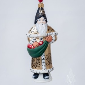 Golden Colonial Santa with Ornaments