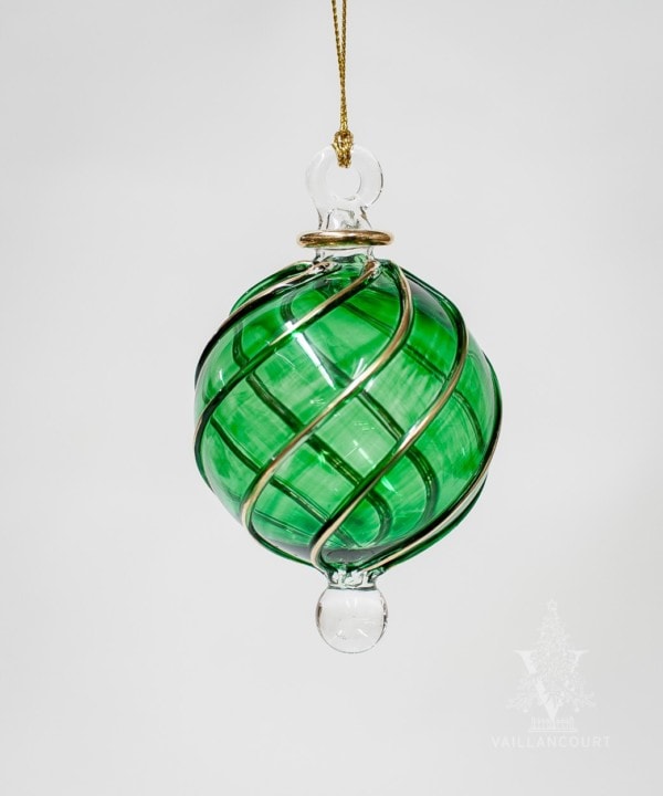 Small Green Globe with Gold Trim