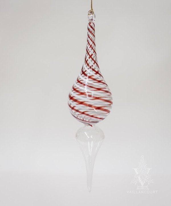 Red and White Striped Clear Droplet