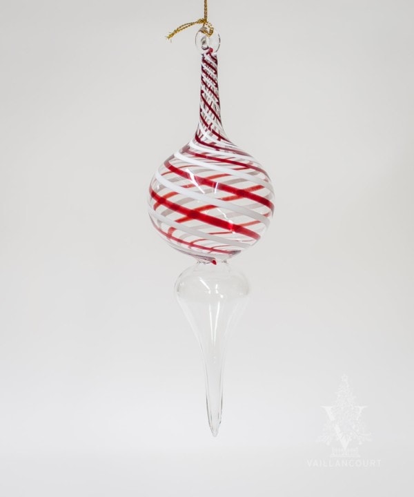 Red and White Striped Clear Top Round Droplet