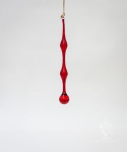 Red Bauble Icicle Glass Droplet (Set of 5)