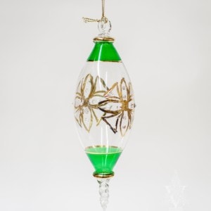 Green and Clear Spire with Gold Etching