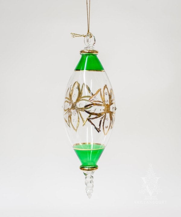 Green and Clear Spire with Gold Etching