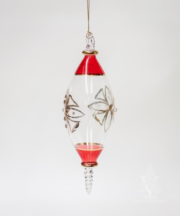 Red and Clear Spire with Gold Etching