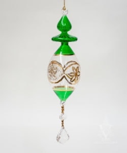 Green and Clear Gold Etched with Crystal Drop