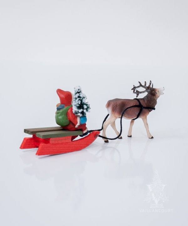 MAROLIN Mini Santa on Sled with Reindeer