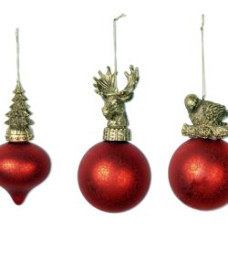 Red Ornament W/Metal Figural Top