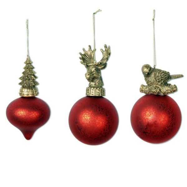 Red Ornament W/Metal Figural Top