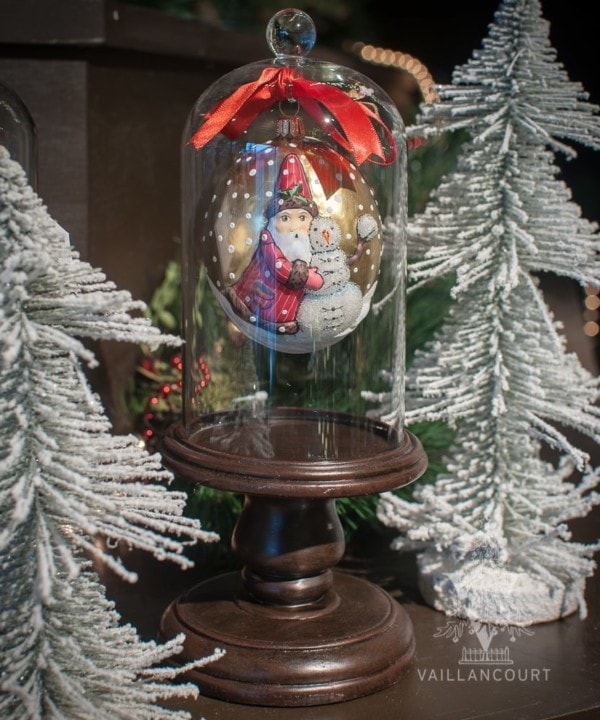 Glass Dome Ornament Cover with Wood Pedestal Base