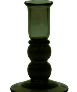 Dark Green Glass Candlestick (Pair)