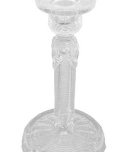Embossed Clear Glass Candlestick (Pair)