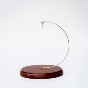 Gold Ornament Stand with Walnut Wooden Base