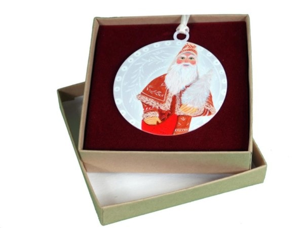 Father Christmas with White Tree Flat Ornament