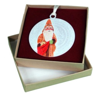 Father Christmas with Teddy Flat Ornament