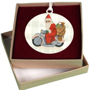 Santa on Motorcycle Ornament