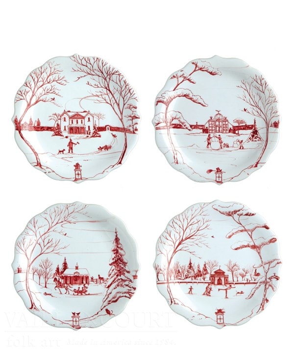 Country Estate Ruby Party Plates Set/4