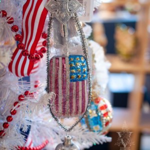 Nostalgic Glass Ornament American Flag with Santa (Assorted)