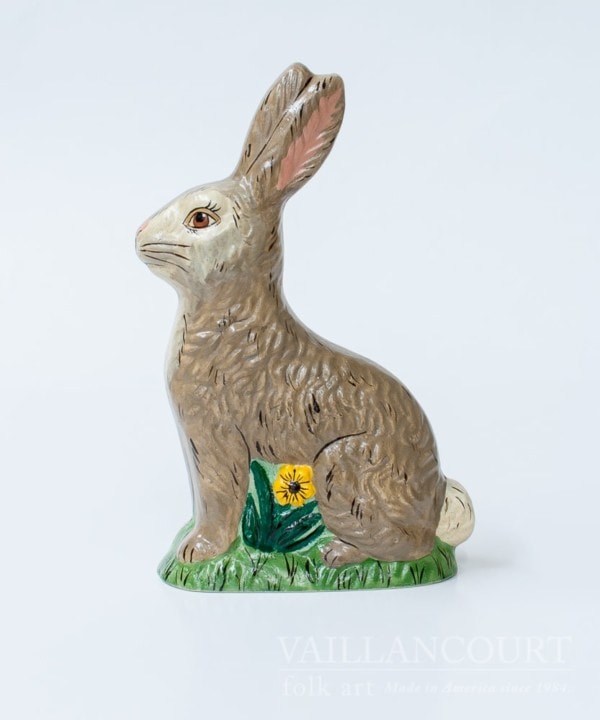 Grey Rabbit with Yellow Flower and Clover