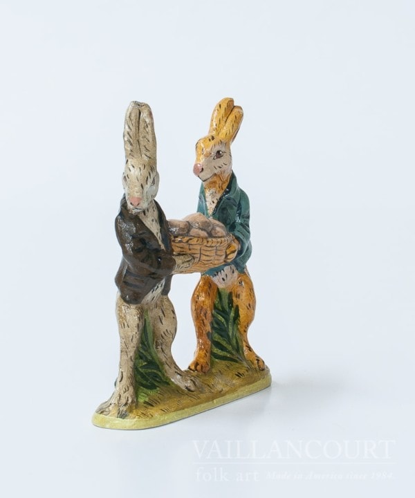 Two Rabbits Carrying Egg Basket