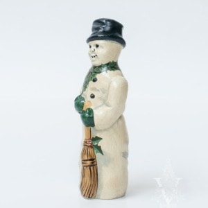 Snowman with Holly Scarf and Broom