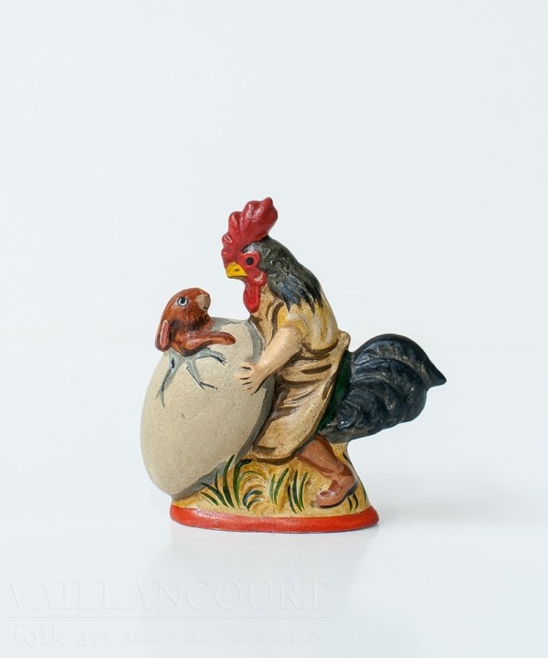 Rooster with Bunny in Egg