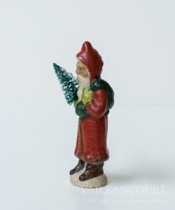 Small Father Christmas with Red Coat and Drilled Tree