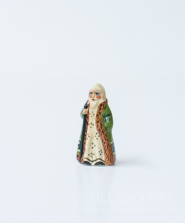 Miniature Père Nöel in Long Green Coat with Staff