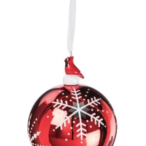 Snowflake Ball Ornament with Cardinal Top
