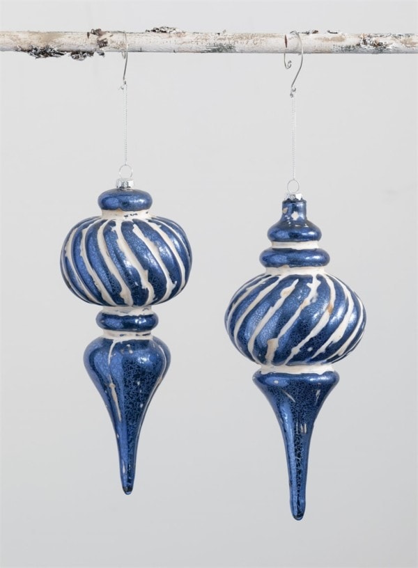 Finial Ornament Blue/White (Assorted)