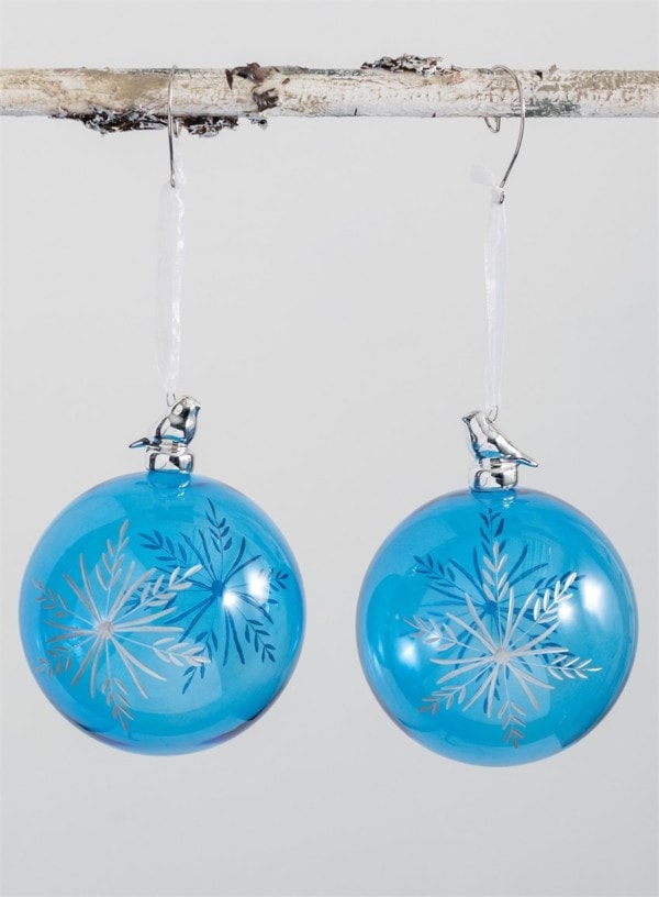 Blue Glass Ornament with Silver (Assorted)