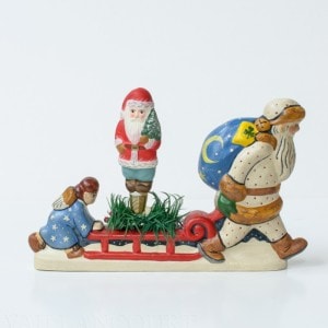 2001 Starlight with American Santa Ornament and Angel pushing Sled.