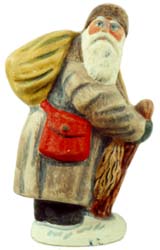 Belsnickel in Brown Coat with Switches and Stick