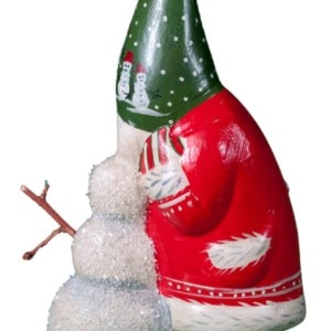 Glass Pheasant Santa with Snowman