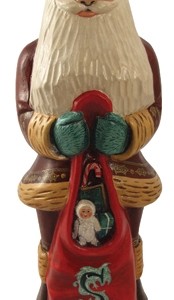 Carved Santa with Snowbaby in Sack
