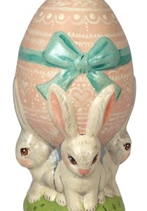 Pink Egg with Four White Bunnies
