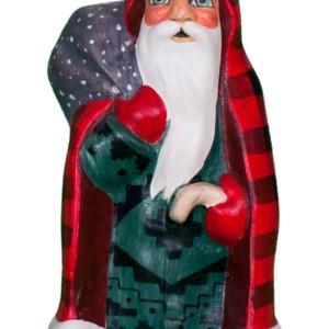 Father Christmas in Buffalo Plaid Coat