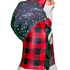 Father Christmas in Buffalo Plaid Coat