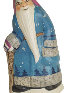 Father Christmas in Blue with Walking Stick