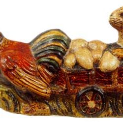 Rooster Pulling Rabbit in Wagon