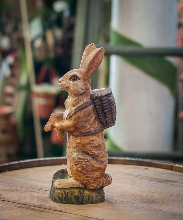 Rabbit Standing with Paws Out, Basket on Back