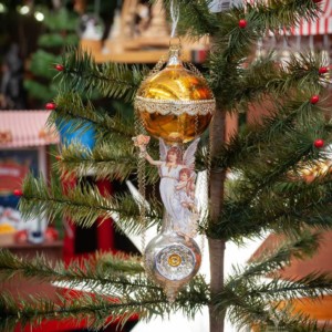 Nostalgic Glass Ornament Golden Angel With Balloon